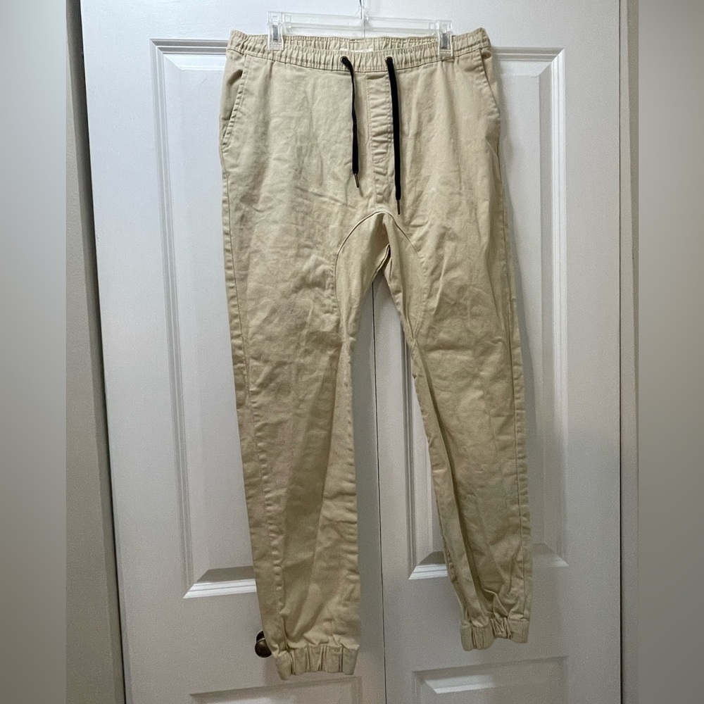 Hollywood LA Brand Cotton/ Spandex Blend Pants Men’s Large, Jogger Pants Tan